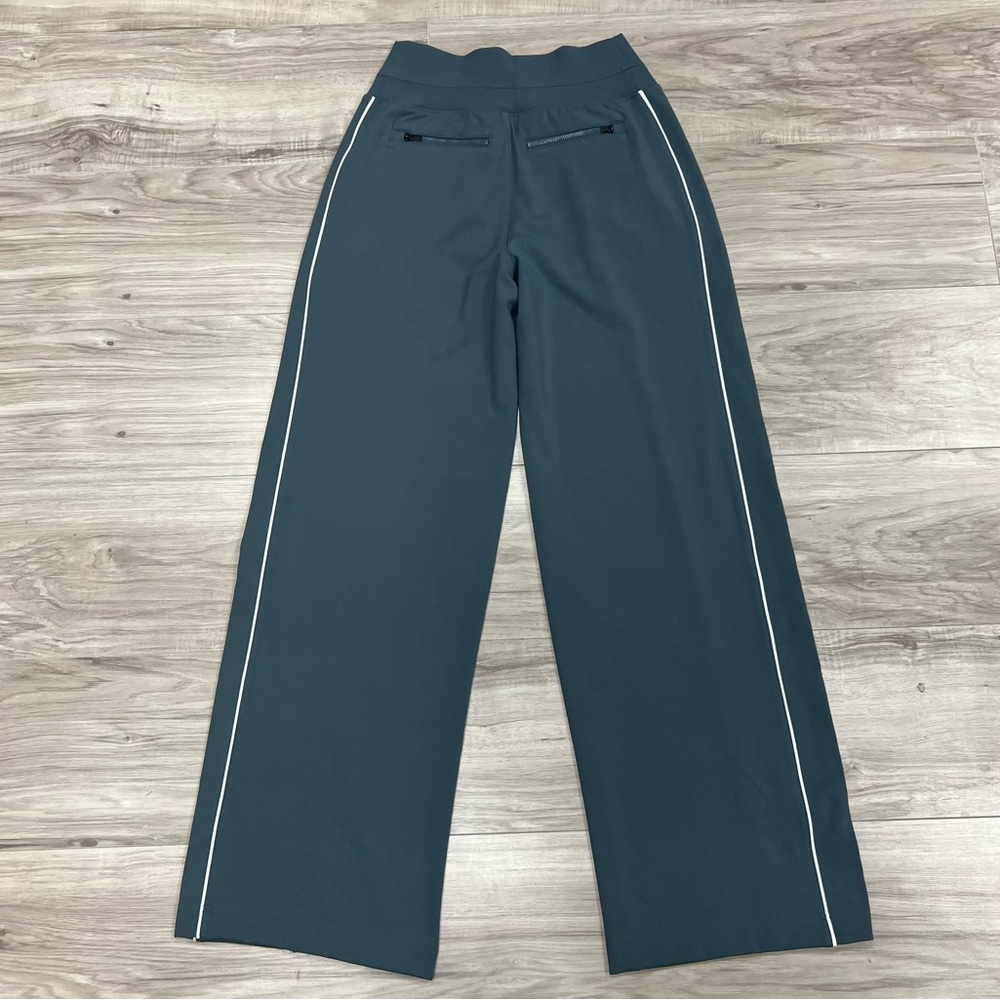 Athleta Venice High Rise Track Stripe Wide Leg Green/ White Stripe Size XS - Picture 5 of 12